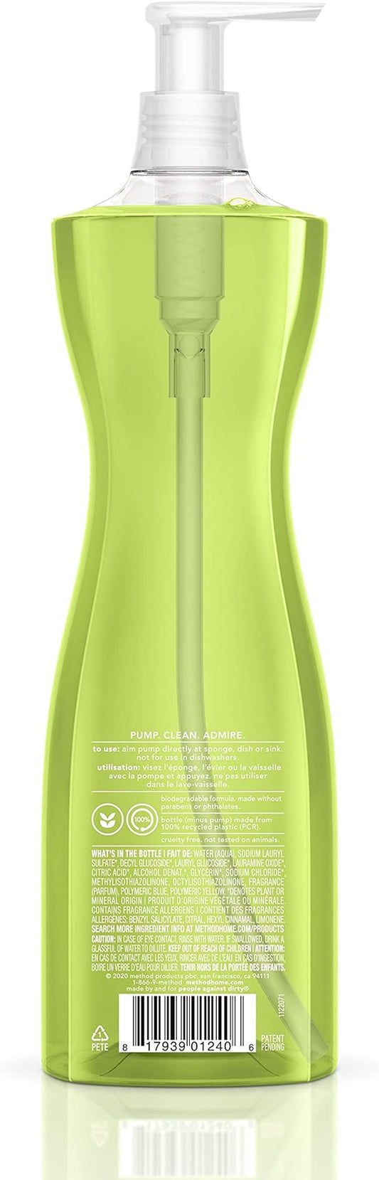 Method Gel Dish Soap, Lime + Sea Salt, Tough on Grease, 18 Fl Oz (Pack of 4)
