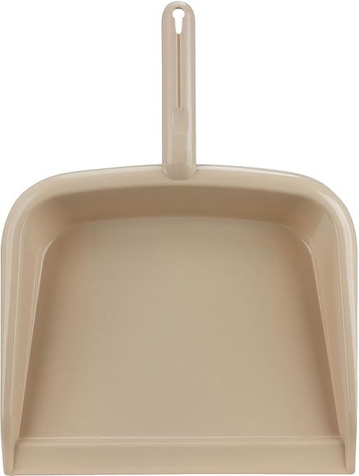 SPARTA Large Handheld Dustpan with Hanging Hole, Heavy-Duty Plastic Dustpan with Wide Lip for Countertops and Surfaces, Plastic, 10 Inches, Tan