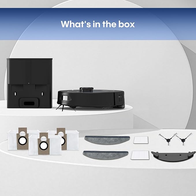 Robot Vacuum and Mop Self Emptying, 5000Pa Suction, LiDAR Navigation, Smart Obstacle Avoidance, Home Mapping, No-Go Zone, 60-Day Hands-Free Cleaning, Idear for Homes with Pets, Carpet & Hard Floors