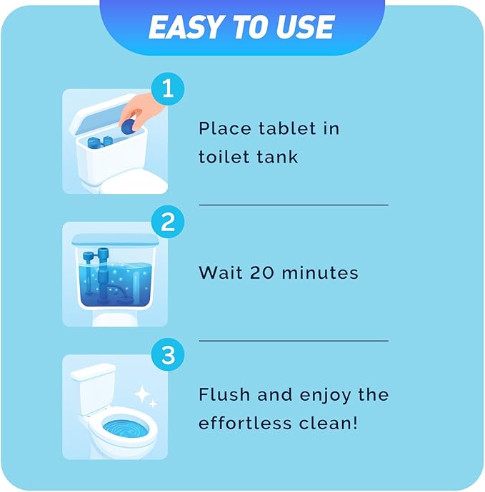 Toilet Bowl Cleaner Tablets 40 Pack, Long-Lasting Drop-in Tank Tablets with Sustained-Release Technology, Fight Tough Stains & Odors, Household & Commercial Use, Compatible with Most Toilets-Effective