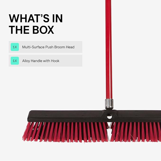 Large 24'' Multi-Surface Push Broom with Alloy Handle