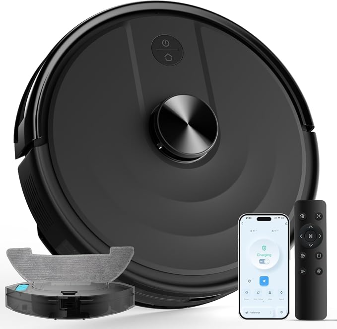 Robot Vacuum and Mop with Mapping, 5000Pa Robotic Vacuums with LiDAR Navigation, Wi-Fi/App/Alexa Control, Self-Recharging, No-Go Zones, Perfect for Pet, Hard Floors, Carpet
