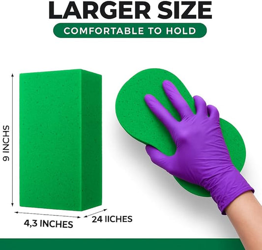Multi-Purpose Sponges for Cleaning - Green 4 Pack, Large Sponges for Car Washing, Tile & Grout, All Purpose Cleaning