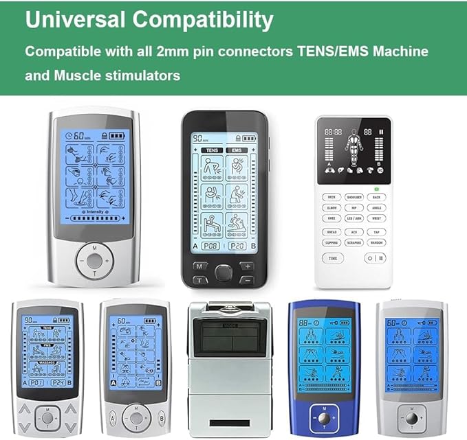 TENS Unit Electrode Pads Combination Set Multiple Sizes TENS Pads Reusable and Latex Free Pigtail Electrodes for Multiple Pain Relief Compatible with TENS 7000,AUVON,Etekcity,Nicwell Care TENS