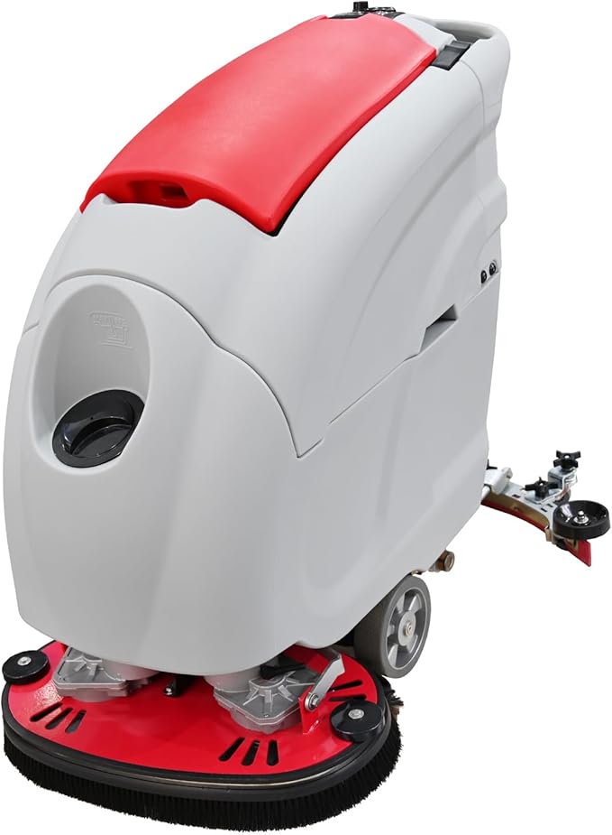 Doppy Walk Behind Floor Scrubber Machine, 32.7" Dual Brushes, 50L Clean & 55L Sewage Tank, 24V Commercial Hand Push Floor Scrubber