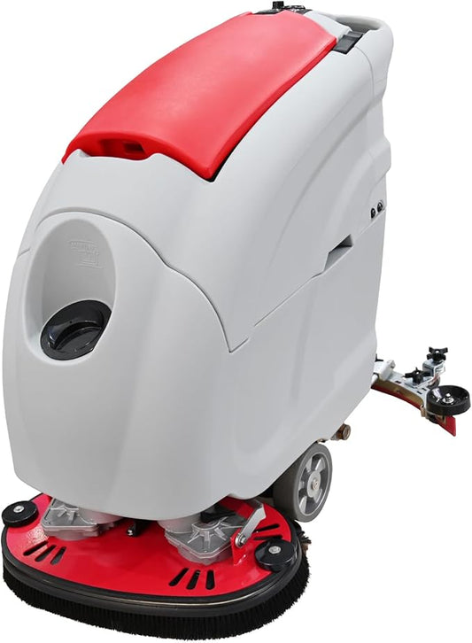 Doppy Walk Behind Floor Scrubber Machine, 32.7" Dual Brushes, 50L Clean & 55L Sewage Tank, 24V Commercial Hand Push Floor Scrubber