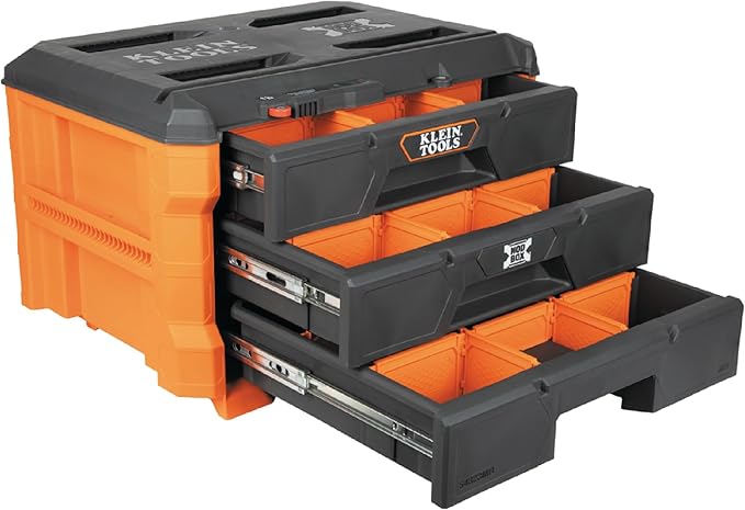 Klein Tools 54823MB MODbox 3-Drawer Tool Box Organizer, Heavy-Duty Tool Storage, Stackable Module, 50-Pound Capacity