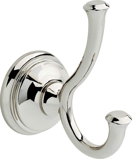 Delta Cassidy (1-Pack) Towel Hooks Polished Nickel Double Bathroom J Hooks Wall Mounted for Robes & Towels Hand Towel Hook Holder Kitchen, Bathroom Accessories 79735-PN