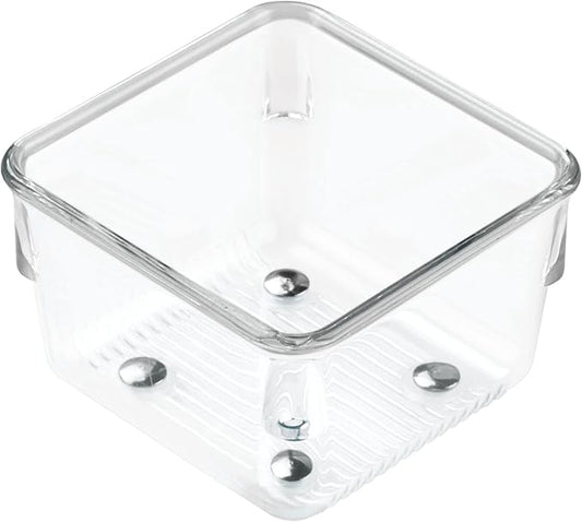 iDesign Linus Kitchen Drawer Organizer for Utensils, Tools, Gadgets - 3" x 3" x 2", Clear