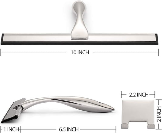 Hiware All-Purpose Shower Squeegee for Shower Doors, Bathroom, Window and Car Glass - Stainless Steel, 10 Inches