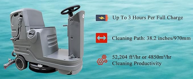Auto Self-Propelled Ride on floor scrubber, 23.6" Brush 38" Squeegee, (Model: MX5-Emotor 500X)