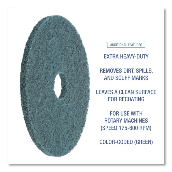 Boardwalk 4020GRE Standard Floor Pads 20-Inch Dia Green 5/Carton