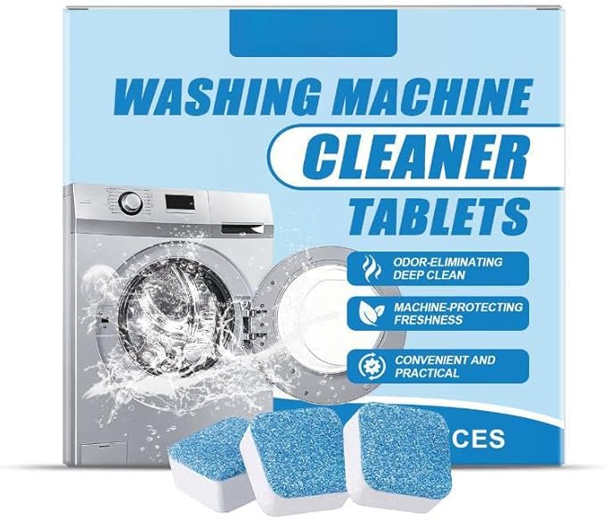 Fight Mold & Odor! 12 Pack Washing Machine Deep Cleaner Tablets - Descaler for HE Front/Top Load Washers. Septic Safe, Eco-Friendly Formula for Drum & Seal. 12 Month Kit.