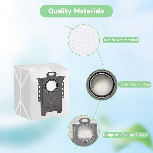 6 Pack Q5 Vacuum Bags for Roborock Q7 M5+, Q10 S5+, Q5 Max+, Q10 X5+, Q8 MAX+, Q7 MAX+, S7 Max Ultra, S8+ Robot Vacuum - Disposable Dirt Disposal Bags