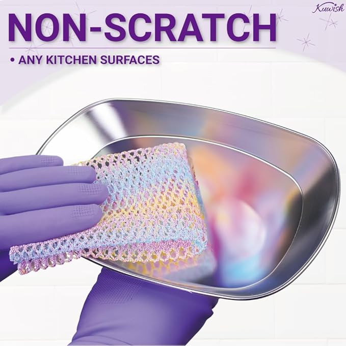Rainbow Mesh Scrubber Set - 4 Pack Multi-Color, Multi-Purpose, Durable and Non-Scratch Cleansing Sponges for Kitchen, Bathroom, and Home Cleaning Essentials