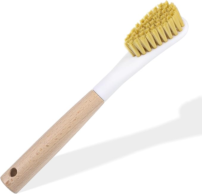 Wood Laundry Stain Brush with Soft Bristle, Stain Remover Brushes with Long Handle for Cleaning Shoes Clothes Fabric, Protable Laundry Scrub Brush for Stains on Clothes(Natural)