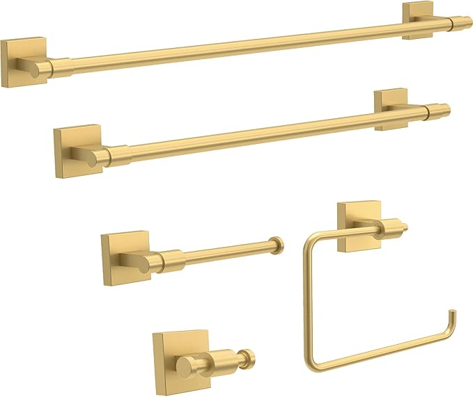Franklin Brass Maxted (1-Pack) Toilet Paper Holder Modern Gold European Single Post Tissue Roll Rod, Organization & Storage, Wall Mounted Bathroom Accessories MAX51-MG