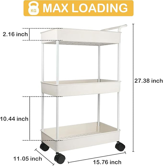 Baby Diaper Caddy, Plastic Movable Cart for Newborn Nursery Essentials Diaper Storage Caddy Organizer for Changing Table & Crib, Easy to Assemble, Beige