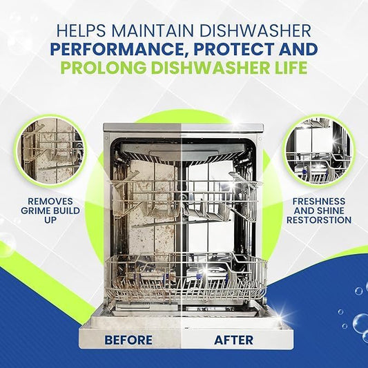 True Fresh Dishwasher Cleaner & Deodorizer Tablets 24-Pack – Deep Clean, Fresh, Sparkling Dishwasher Cleaning Tablets for Spray Arms, Filters & Drains – Removes Grease, Residue & Hard Water Buildup