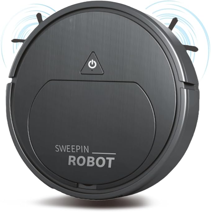 Robot Vacuum Suction Ultra-Strong Suction, One-Touch Start, Slim Design, Rechargeable, Ideal for Hardwood Floors,Pet Hair Specialist Robot Vacuum with Tangle-Free Brushroll (Black)