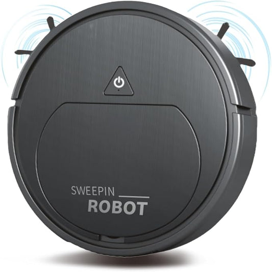 Robot Vacuum Suction Ultra-Strong Suction, One-Touch Start, Slim Design, Rechargeable, Ideal for Hardwood Floors,Pet Hair Specialist Robot Vacuum with Tangle-Free Brushroll (Black)