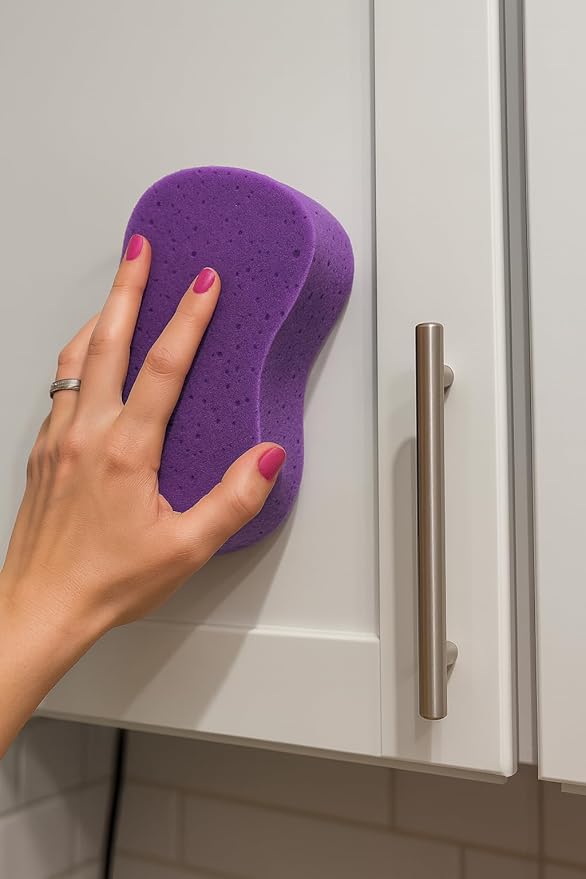 Multi-Purpose Sponges for Cleaning - Purple 4 Pack, Large Sponges for Car Washing, Tile & Grout, All Purpose Cleaning