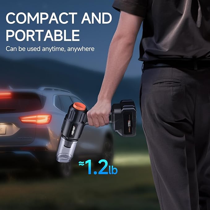 Car Vacuum Portable Cordless,35000PA High Power Suction & Blower, Handheld Vacuum Cleaner for Car, Home, Desktop, Keyboard,Birthday Gifts for Men Dad Husband(Tungsten Black)
