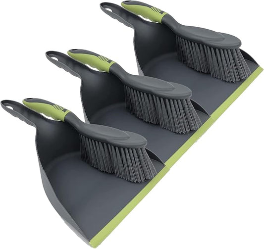 Dust pan Broom Dustpan Brush - Dust Pans with Brush, Hand Broom and Dustpan Set, Dustpan and Brush Set, Handheld Broom and Dustpan Set, Dustpan are Used to Clean, Floors, Tables, Animal Cages (3pcs)