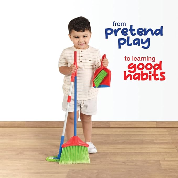 Play22 Kids Cleaning Set 4 Piece - Toy Cleaning Set Includes Broom, Mop, Brush, Dust Pan - Toy Kitchen Toddler Set is A Great Toy Gift for Boys & Girls