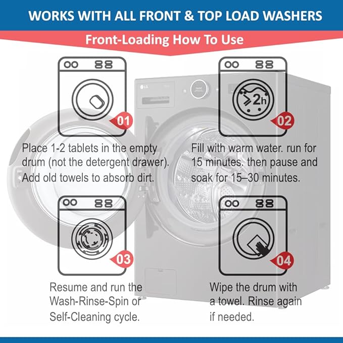 Washing Machine Cleaner Descaler | Deep Cleaning Tablets For HE Front & Top Load Washer, Septic Safe Eco-Friendly Deodorizer, Clean Inside Drum and Laundry Tub Seal (Lavender Scent - 24 Count)