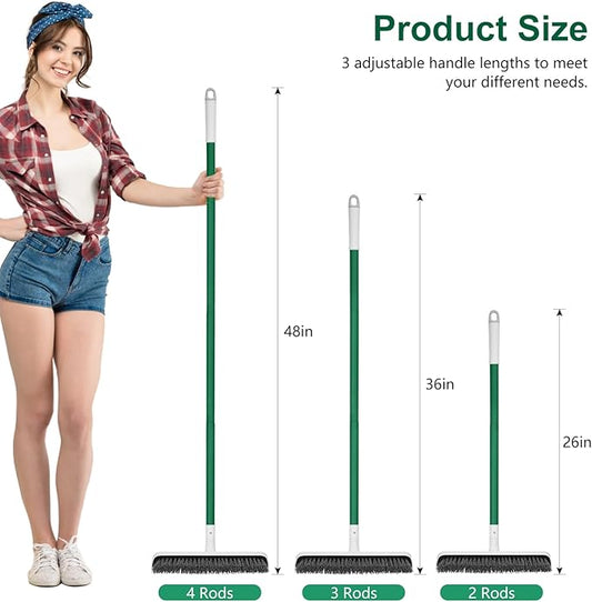 SetSail Upgraded Large 12 in Wide Floor Scrub Brush with 51-Inch Long Adjustable Handle 2 in 1 Scrape Brush Stiff Bristle Floor Scrubber for Cleaning Shower Bathroom Garage Kitchen Wall Deck Tub Tile