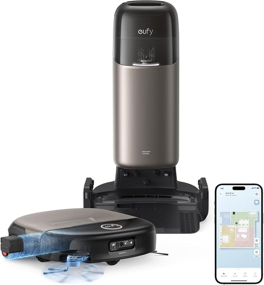 eufy Robot Vacuum Omni S2 and Mop Combo, 30,000 Pa AeroTurbo™ 2.0 Long-Lasting Suction, HydroJet ™ 2.0 Self‑Cleaning Roller Mop, CleanMind AI Navigation, Fragrance Diffuser, All‑in‑One Station