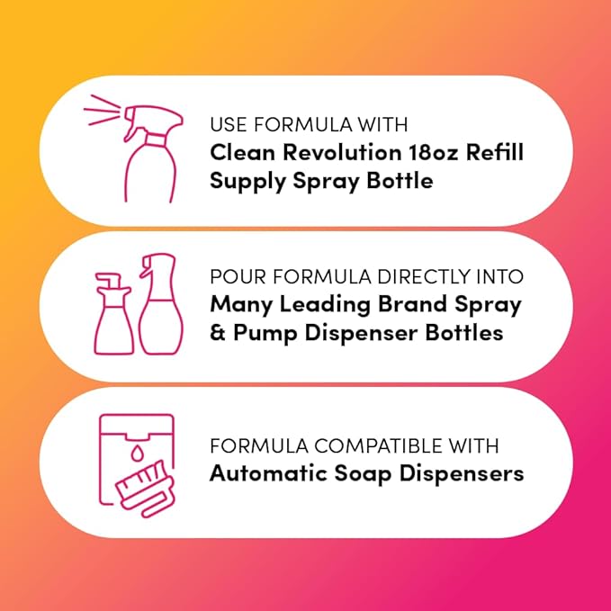 Clean Revolution SuperWash Dish Soap Spray 18oz Refill Supply Container, Ready to Use Formula, Citrus Fragrance, 1 Pack - Made in USA