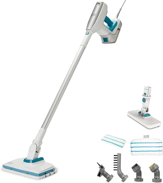 BLACK+DECKER Steam Mop, Floor and Handheld Steamer, Multi-Purpose Steam Cleaner with 6 Attachments, Corded (BHSM15FX08)