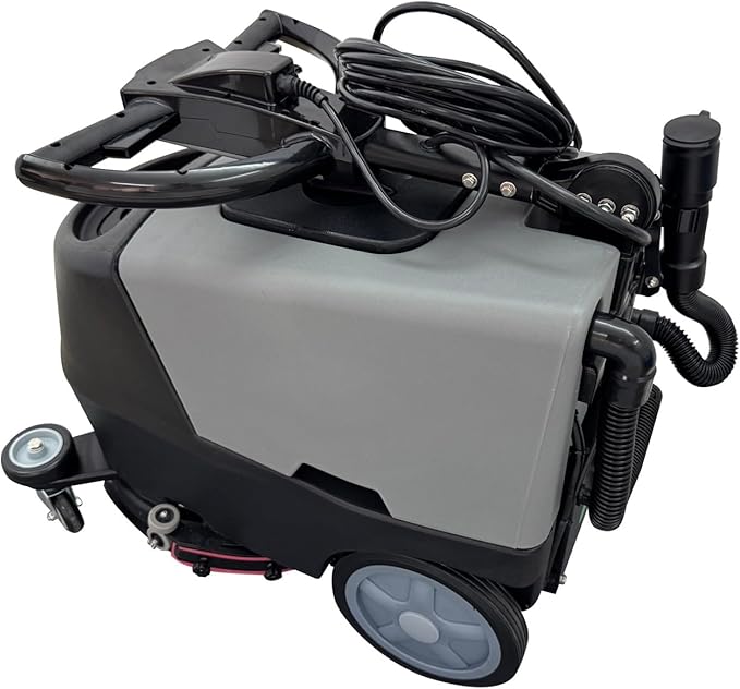 110V Commercial Floor Scrubbing Machine 16.9" Automatic Walk-Behind Floor Scrubber Dryer 13.2 Gallons of Dual Tanks for Warehouse/Office/Hotel 173RPM