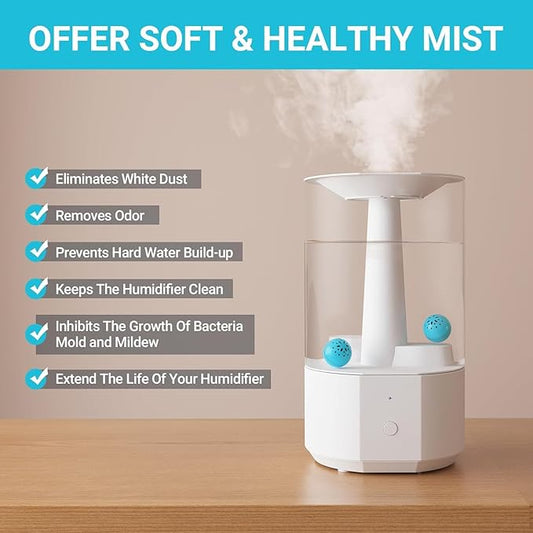 Humidifier Cleaner – Fight Mold and Bacteria with Humidifier Cleaning Ball, Prevents Hard Water Build-Up, Eliminates White Dust, Removes Odor, For All humidifiers, Fish Tank（Upgraded）