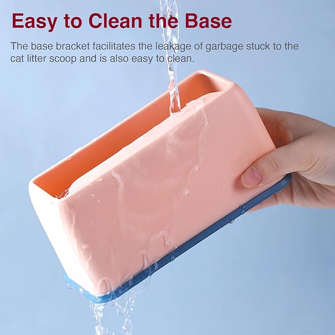 Cat Litter Scoops with Base Bracket, Kitty Scoop, Metal Cat Litter Scoop - Heavy Duty Litter Scooper & Speed Sifter with Comfortable Beech Wood Grip - Heavy Duty and Easy Clean