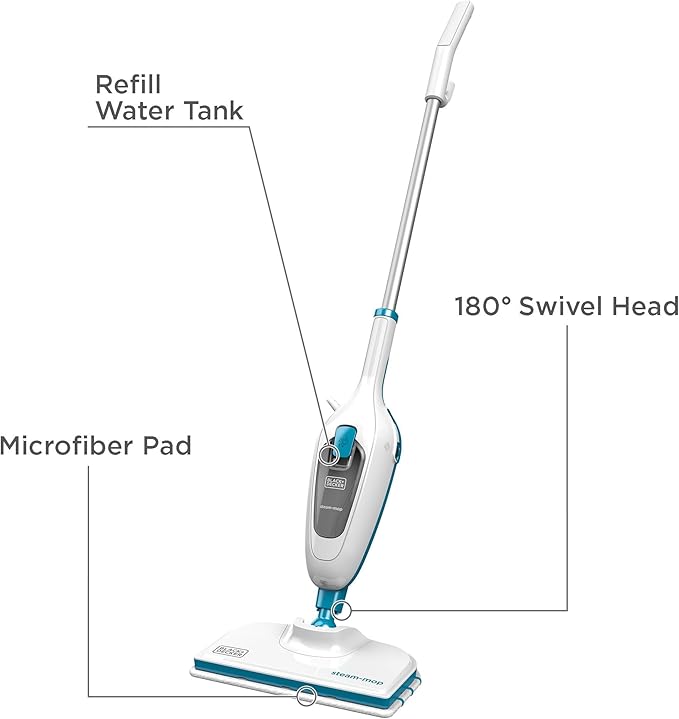 BLACK+DECKER Steam Mop, White (HSM13E1)
