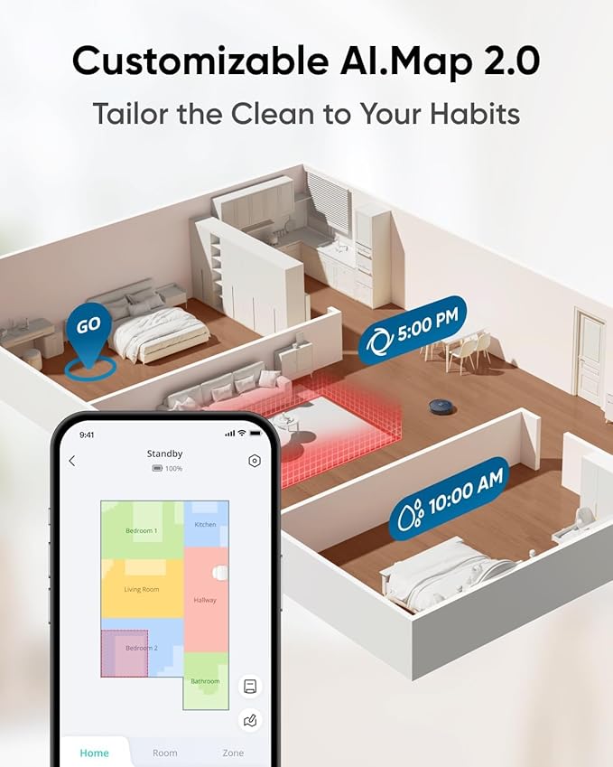 eufy X10 Pro Omni Robot Vacuum and Mop Combo, Incredible Suction, Dual Mops with 12 mm Auto-Lift and Carpet Detection, AI Obstacle Avoidance, Auto Mop Washing&Drying, Self-Emptying, White