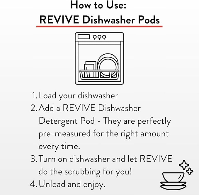 Immunity Boost Washing Dishwasher Detergent Pods 60ct by Revive Essential Oils - Synthetic Fragrance Free, Sparkling Glassware & Clean Dishes, Made with Essential Oils