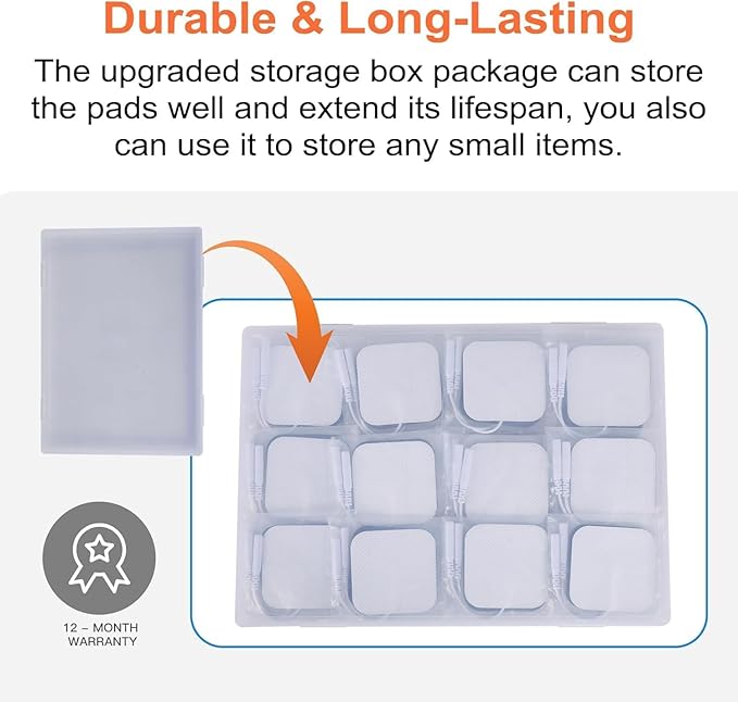 TENS Unit Replacement Pads 20 Pcs 2" x 4" Large Electrode Patches with Upgraded Self-Adhesive & Non-Irritating Design, Reusable 35 Times for Electrotherapy, Compatible with AUVON, TENS 7000