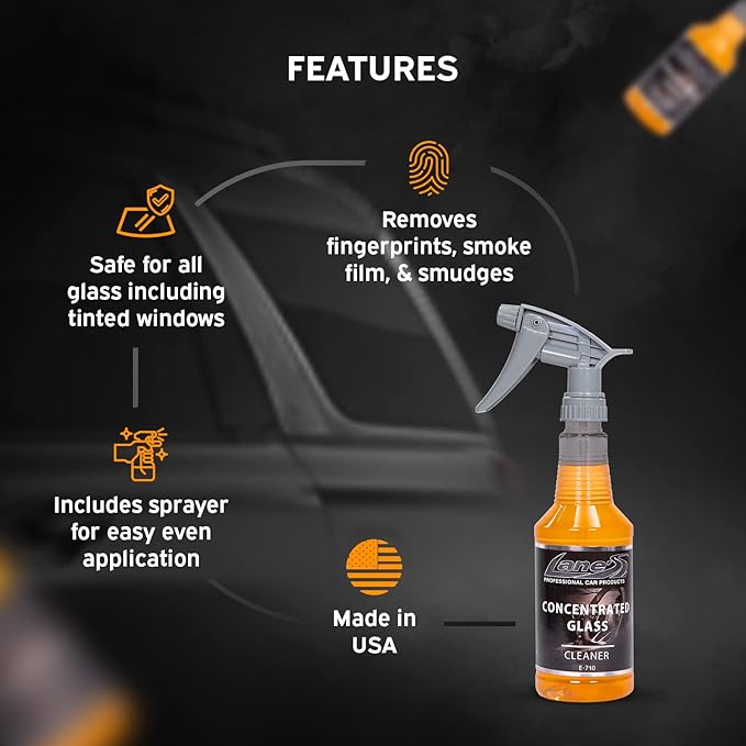LANE'S Concentrated Auto Glass Cleaner | Tint-Safe Car Windshield, Window Cleaner | Removes Automotive Smoke Film, Fingerprints, & Smudges | Streak-Free, Safe for All Glasses | 16oz, 2 Pack