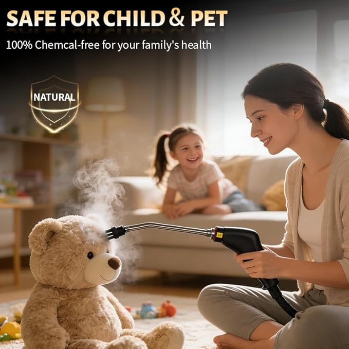 Portable Steam Cleaner, 15s Fast Heat Handheld Steamer for Cleaning with 1L Large Tank, 6 - Level Steam Control for Car Detailing, Kitchen Grease, Bathroom Cleaning