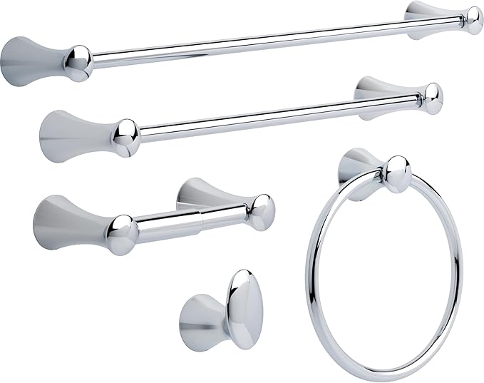 Delta Lahara (1-Pack) 18'' Towel Rack for Bathroom Polished Chrome Towel Bar for Bathroom Wall Towel Holder Rod Wall Mounted 73818