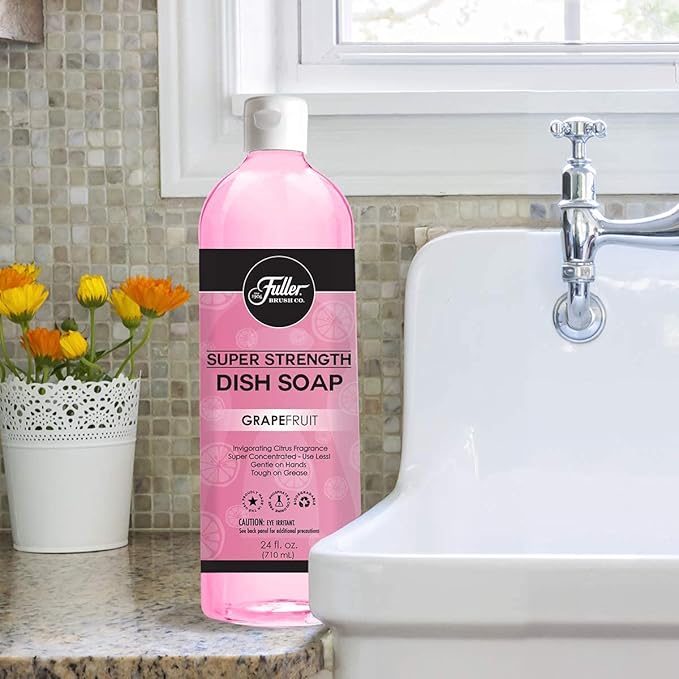 Fuller Brush Super Strength Dish Soap – Grapefruit – Ultra Concentrated Formula – Cuts Grease Fast, Clean Dishes, Glassware, Silverware, Pots, Pans & Surfaces – (Pack of 2)