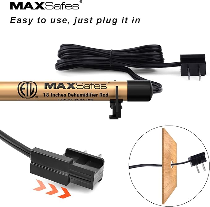 Gun Safe Dehumidifier Rod, Dry Rod - Easy Installation Plug-in Electric Dehumidifier Eliminates Moisture for Gun Safes & Cabinets, ETL Approved (18in)