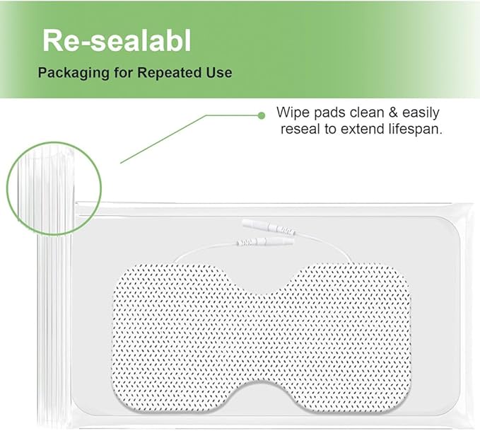 Tens Unit Electrode Pads 4x8" for Back Pain Relief Extra Large Butterfly Shaped EMS TENS Pads Compatible with TENS 7000, AUVON TENS, 2mm Pin Connector- 6 Pcs