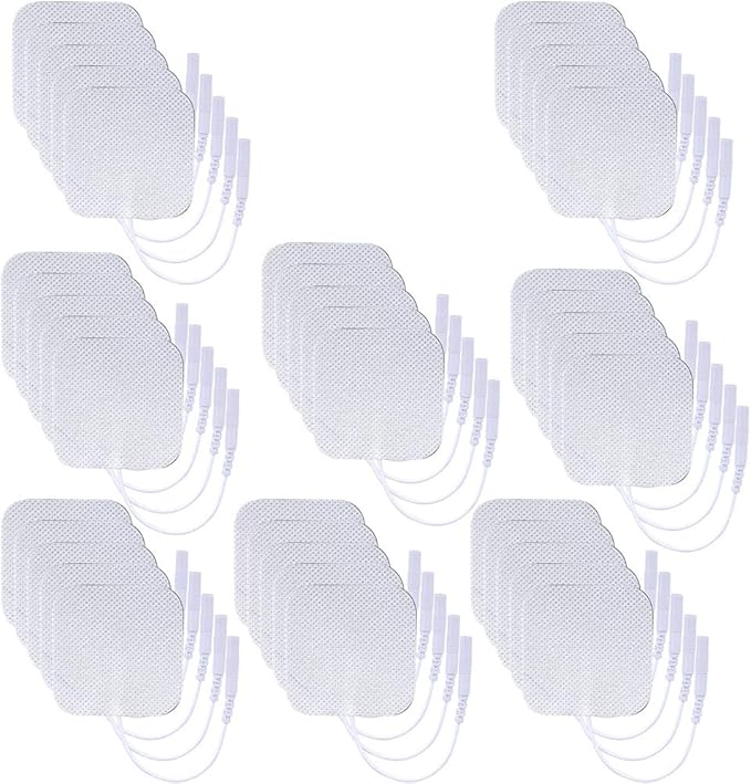 TENS Unit Pads 40 Pcs Wired Self-Adhesive Electrodes Premium Replacement Pads for TENS Units - 2x2 Inches (2x2-40Pcs)