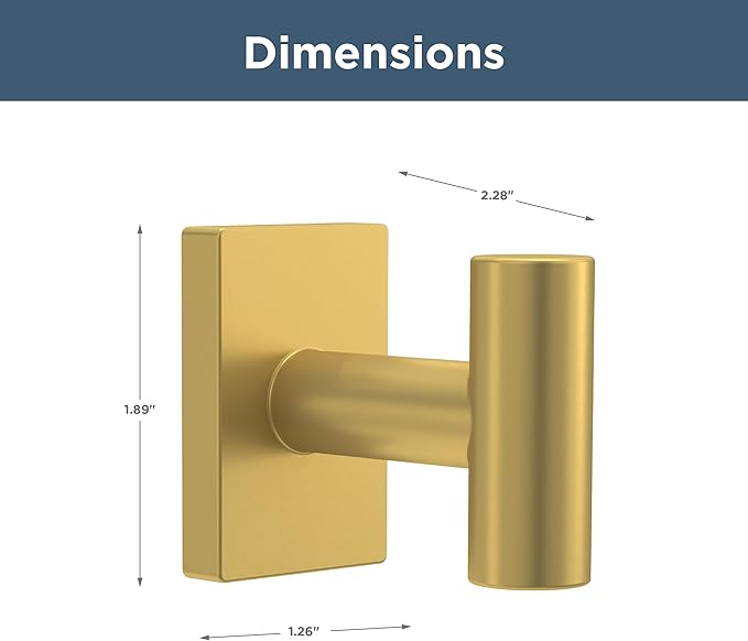 Franklin Brass Hartwell (1-Pack) Towel Hooks Satin Gold Single Bathroom Hooks Wall Mounted for Robes & Towels Hand Towel Hook Holder Kitchen, Bathroom Accessories HRT35-SG