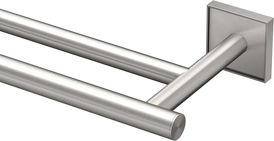 Gatco 5624 Mode Double Towel Bar, Satin Nickel/Wall Mounted 24 Inch Double Towel Holder Rack for Bathroom